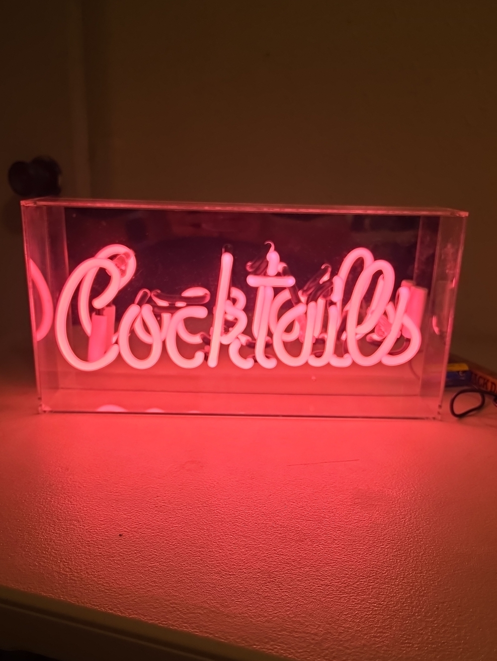 Cocktails Neon Sign in White & Black